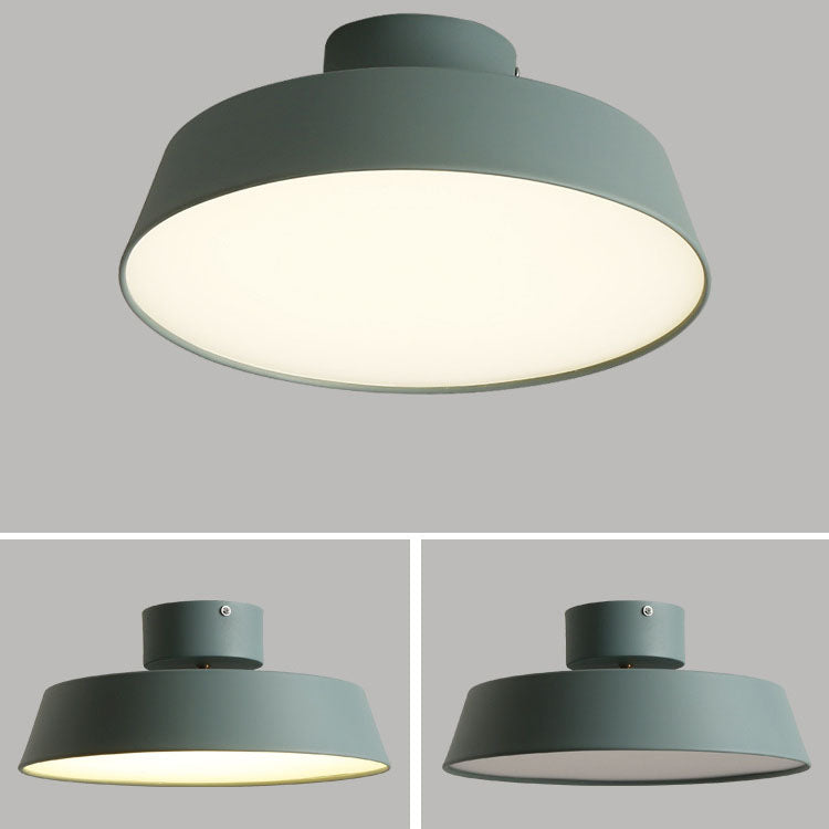 Contemporary Scandinavian Round Pot Iron LED Flush Mount Ceiling Light for Living Room