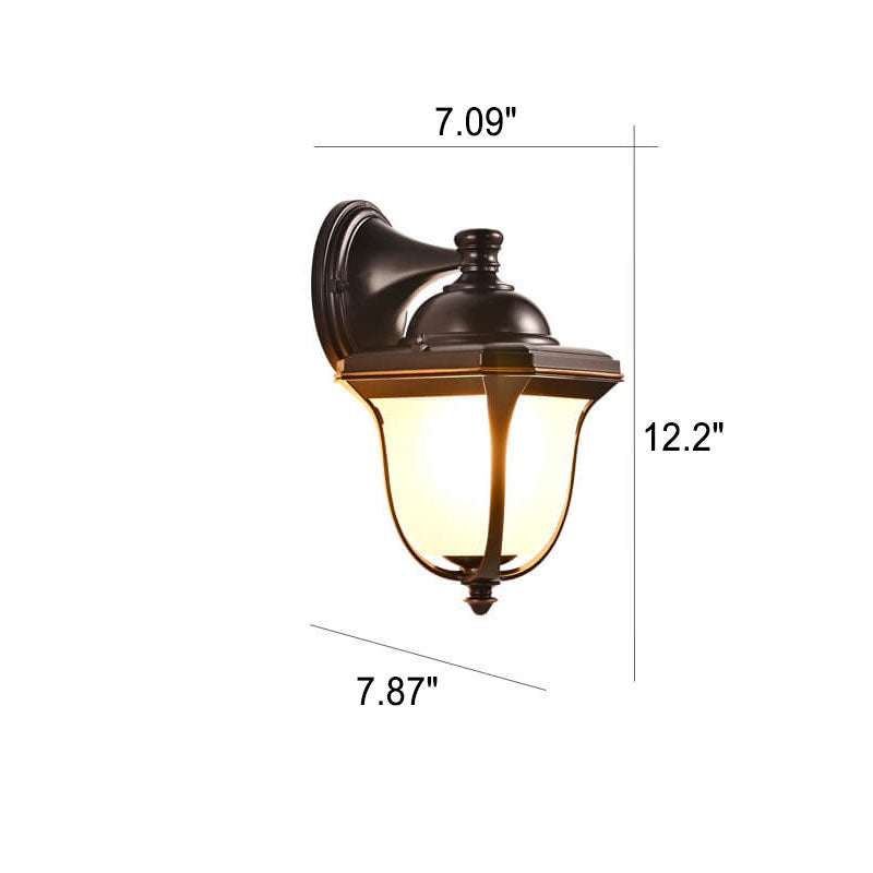 European Aluminum Glass Straw Hat Waterproof Patio Outdoor  1-Light Wall Sconce Lamp