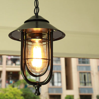 Industrial Vintage Aluminum Cage Glass 1-Light Outdoor Waterproof Pendant Light