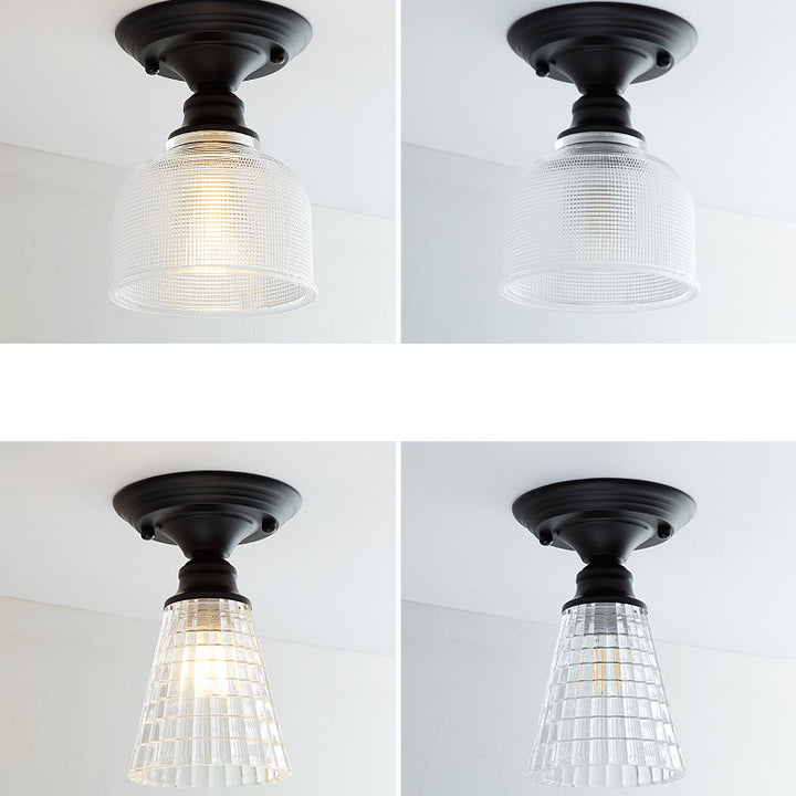 Contemporary Nordic Iron Glass Floral Round Geometry 1-Light Semi-Flush Mount Ceiling Light For Living Room &amp; Bedroom