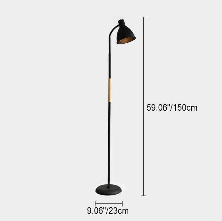 Modern Minimalist Iron Cone Long Pole 1-Light Standing Floor Lamp for Living Room Bedroom