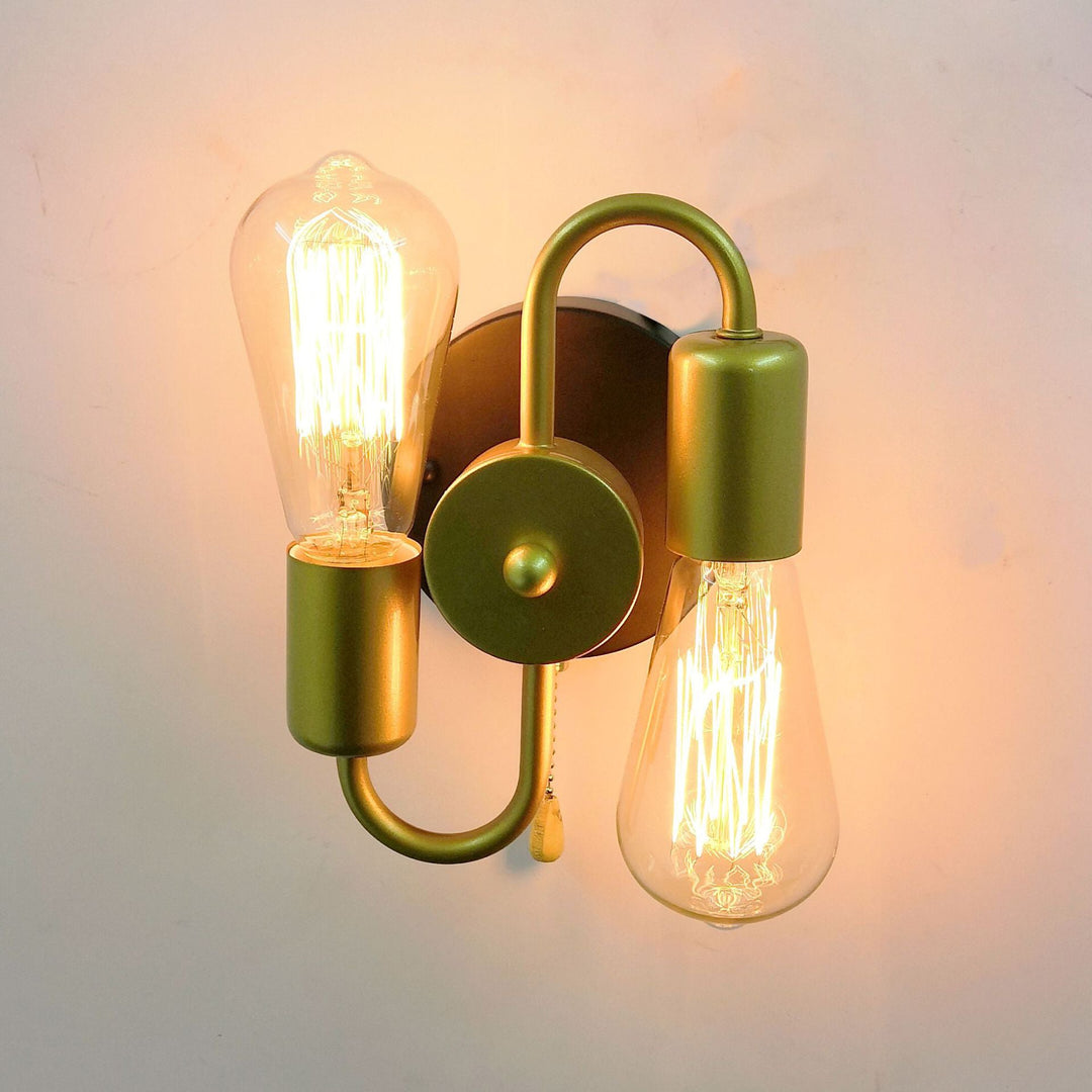 Lámpara de Aplique de Pared de 2 Luces Simétrica Creativa de Hierro Industrial Contemporáneo 