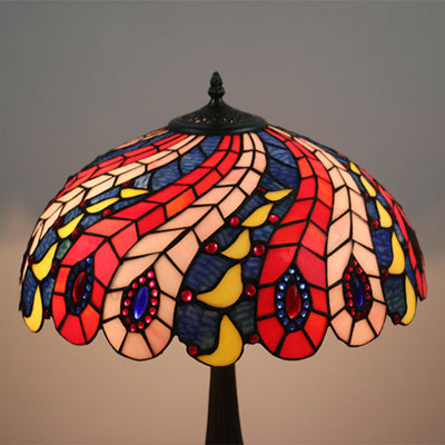 Tiffany Peacock Tail Feather Creative Pattern Design 1-Light Table Lamp