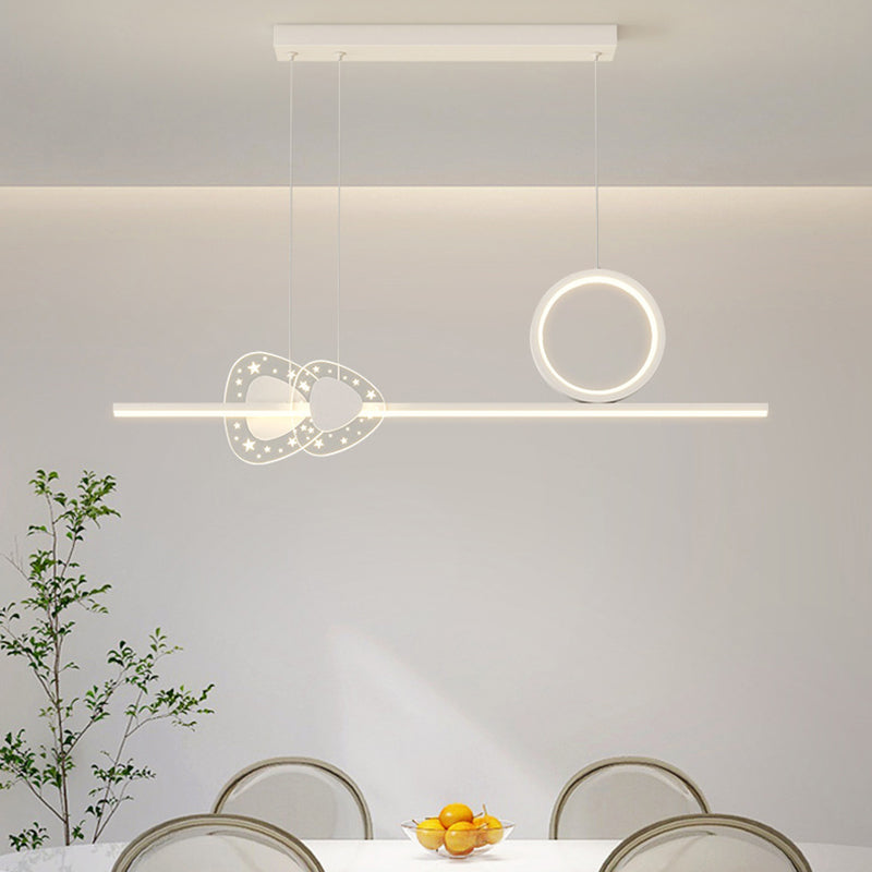 Contemporary Creative Iron Geometric Circular Line Combination Acrylic Shade LED Island Light Pendant Light For Dining Room