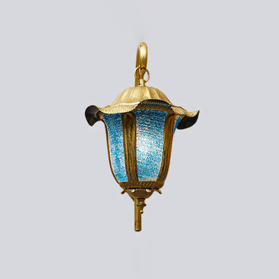 Bohemian Moroccan Blue Iron 1-Light Bent Arm Wall Sconce Lamp