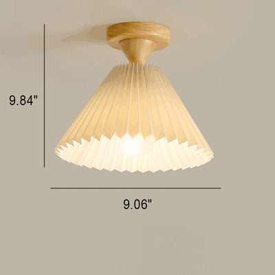 Japanische Simple Log Plissee Cone 1-Light Semi-Flush Mount Deckenleuchte