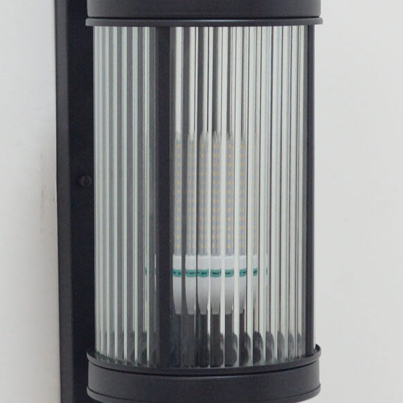 Moderne chinesische zylindrische Glaseisen wasserdichte 1-Licht-Wandleuchte für den Außenbereich 