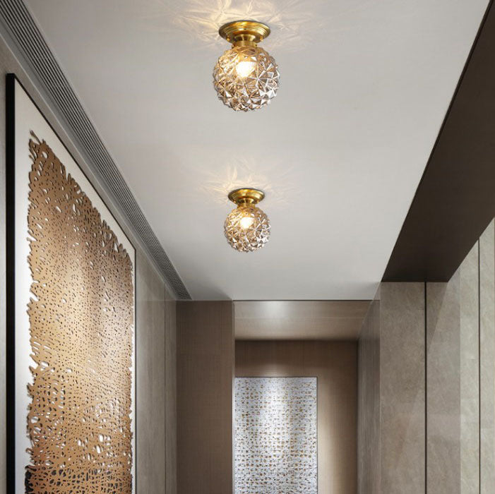 Plafonnier semi-encastré à 1 lumière en verre texturé étoile de luxe moderne 