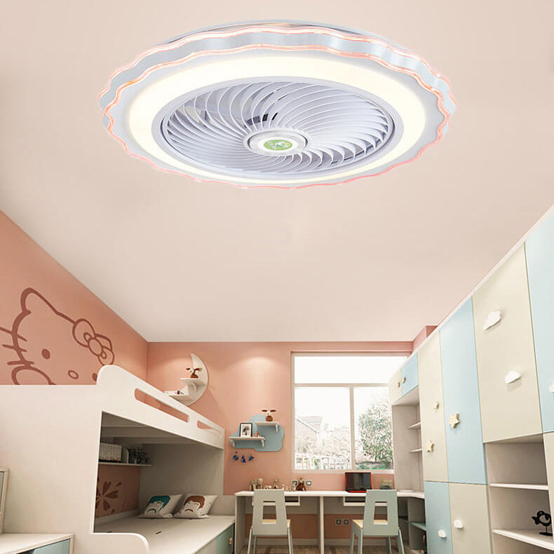 Modern Creative Round Flower LED Flush Mount Ceiling Fan Light