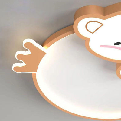 Modern Cute Children's Bear Iron Acrylic Eye Protection LED Flush Mount Ceiling Light