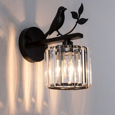 Vintage Light Luxury Crystal Bird 1-Licht-Wandleuchte