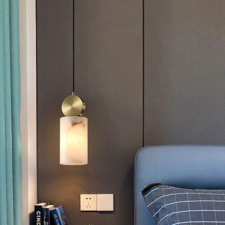 Moderne Luxus geometrische Würfel Marmor Schatten Messing 1-Licht Pendelleuchte für Wohnzimmer 