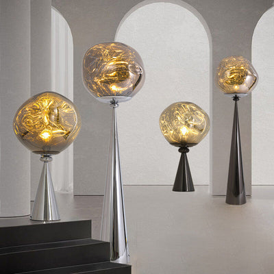 Italian Lava Acrylic Conical Electroplated Iron Base 1-Light Standing Floor Lamp