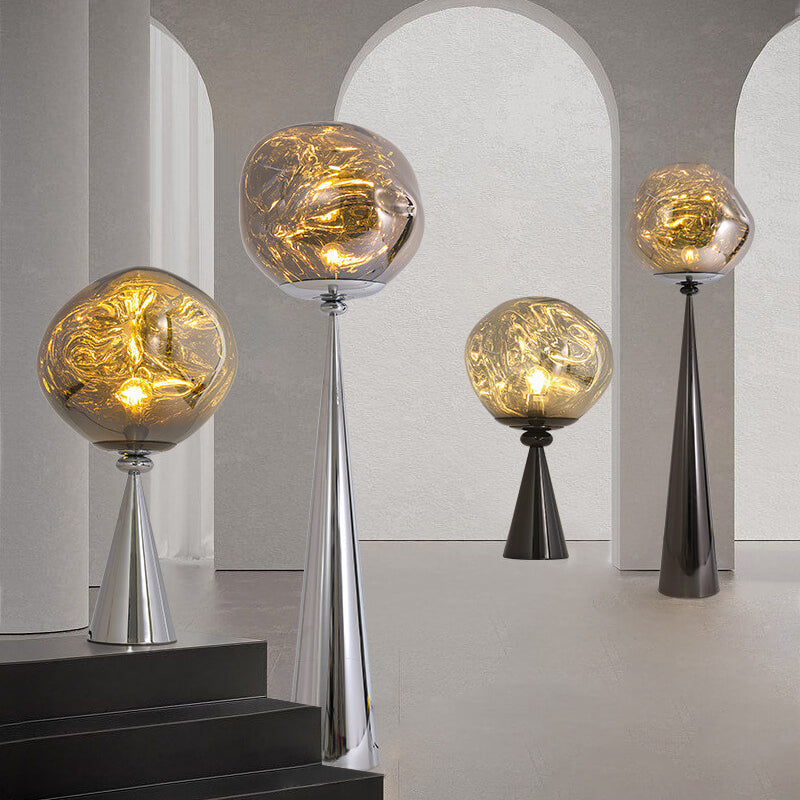 Italian Lava Acrylic Conical Electroplated Iron Base 1-Light Standing Floor Lamp