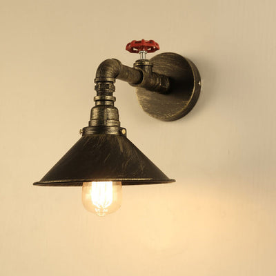 Industrial Iron Vintage Faucet Water Pipe Design 1-Light Wall Sconce Lamp