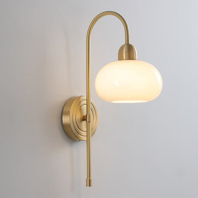 Modern Luxury Brass Glass Dome 1-Light Wall Sconce Lamp