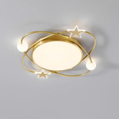 Modern Simple Full Copper Acrylic Creative Star Surround Design LED Flush Mount Light