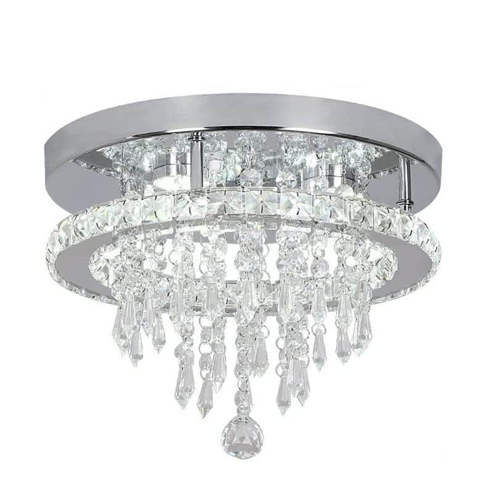 Modern Light Luxury Round Crystal LED Flush Mount Ceiling Light