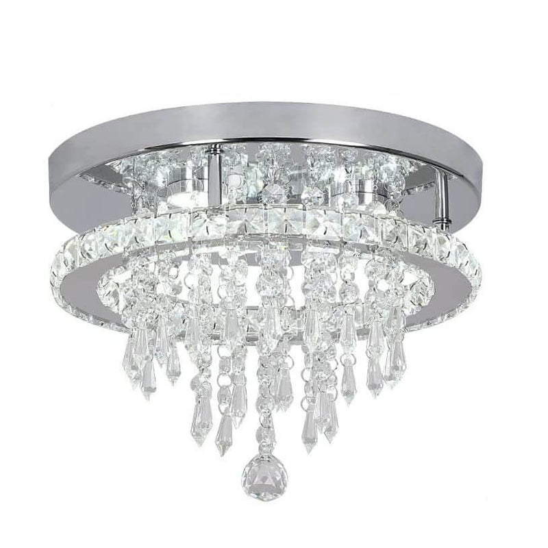 Modern Light Luxury Round Crystal LED Flush Mount Ceiling Light