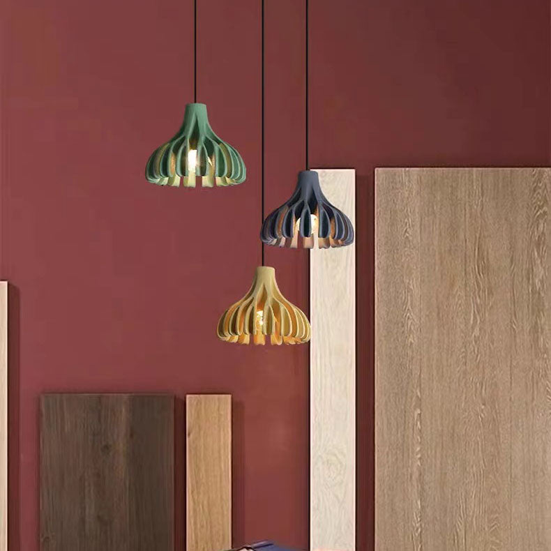 Contemporary Nordic Macaron Coral Resin Shade 1-Light Pendant Light For Dining Room