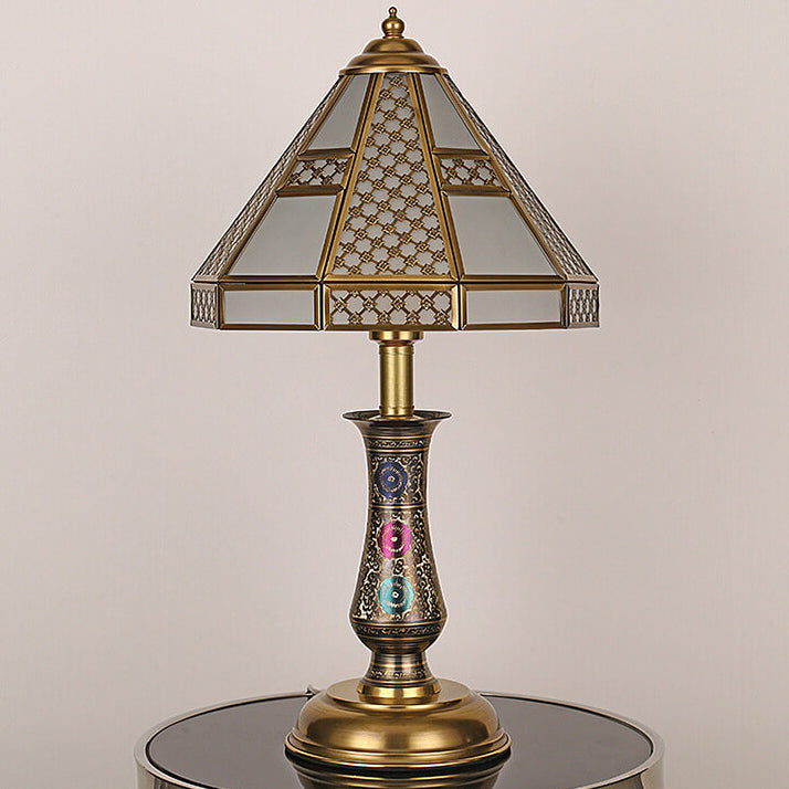 Modern Luxury Glass Copper 1-Light Table Lamp For Bedroom