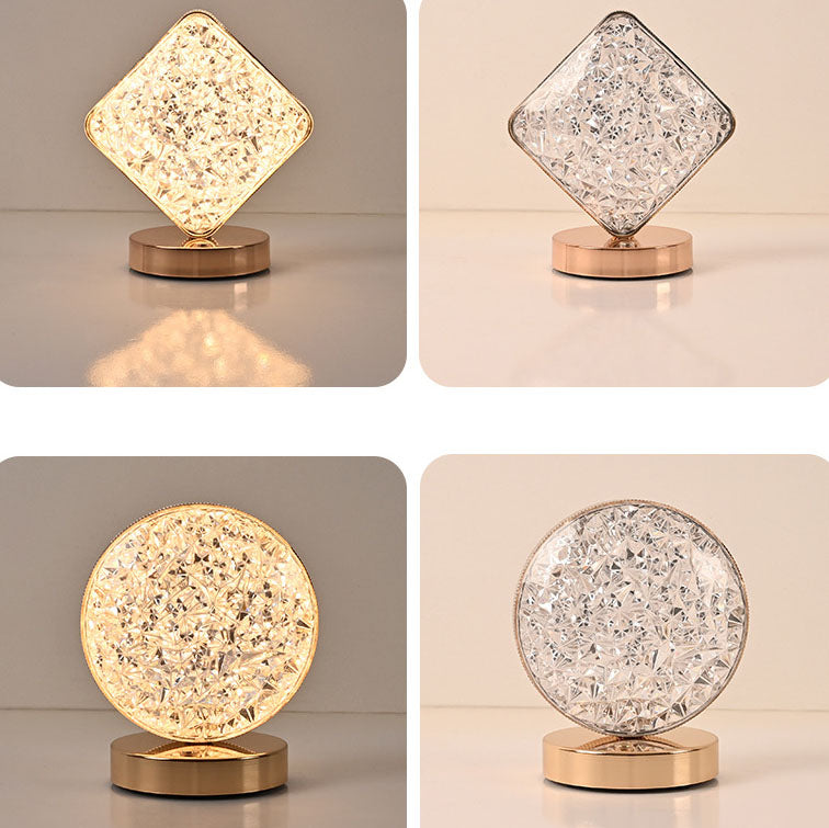 Lampe de table USB LED en acrylique créatif nordique avec géométrie étoile lune en métal 