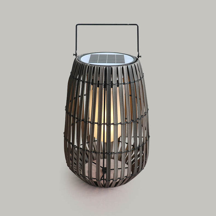 Lumière de paysage de pelouse LED solaire étanche portable en osier rustique moderne 