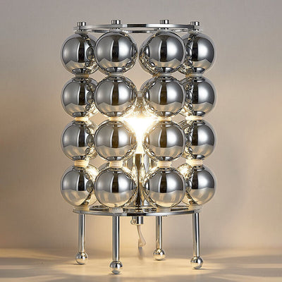 Retro kreative Metallspiegel-Edelstahlsäule 1-Licht-Tischlampe