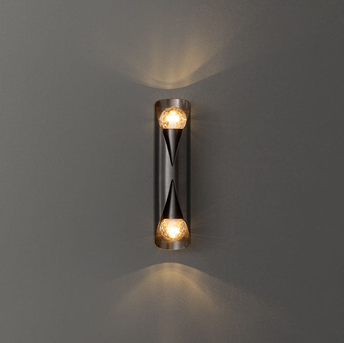 Applique murale longue et luxueuse à 2 lumières en cuivre, lumière moderne 