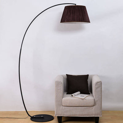 European Minimalist Solid Color Fishing Iron Fabric 1-Light Standing Floor Lamp