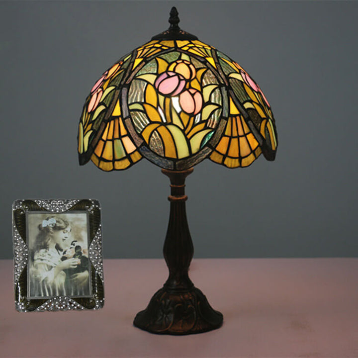 Tiffany Rustikale Buntglas 1-Licht Tischlampe 