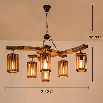 Industry Vintage Wooden Iron 3/6-Light Chandelier