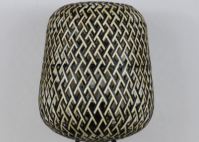 Vintage Japanese Rattan Weaving Oval Ball 1-Light Table Lamp