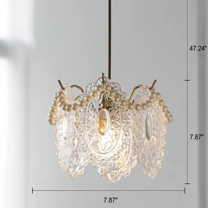 French Light Luxury Hardware Lampe suspendue à 1 lumière en verre 