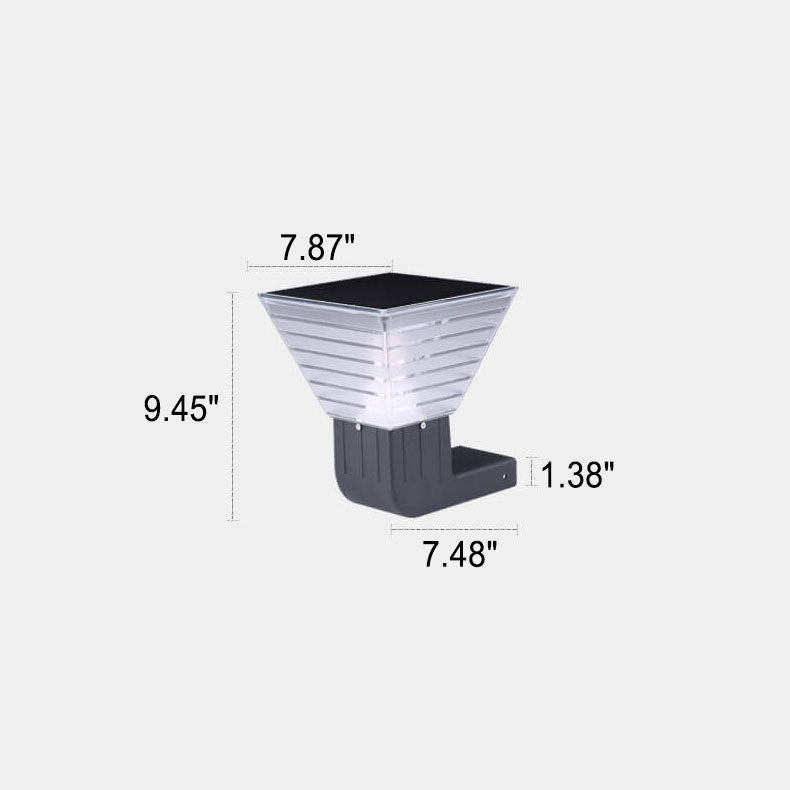 Luz de pared exterior LED solar de plástico y aluminio negro cuadrado moderno 