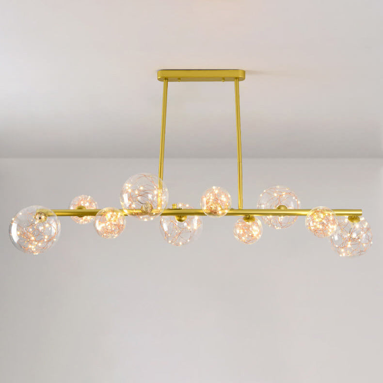 Nordic Creative Magic Bean Golden Strip Island Light 6/8/10 Light LED Chandelier