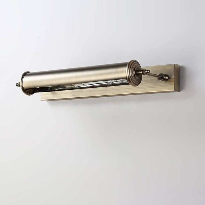 Lámpara de Aplique de Pared con Espejo Frontal de 1 Luz de Columna de Hierro de Bronce Vintage 