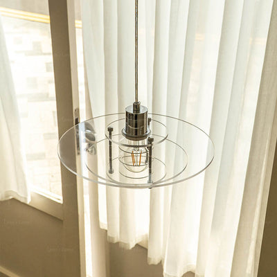 Postmoderne mehrschichtige 1-Licht-LED-Pendelleuchte aus Klarglas 
