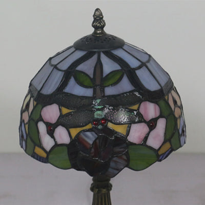 Europäische Vintage Tiffany Glas 1-flammige Tischlampe 