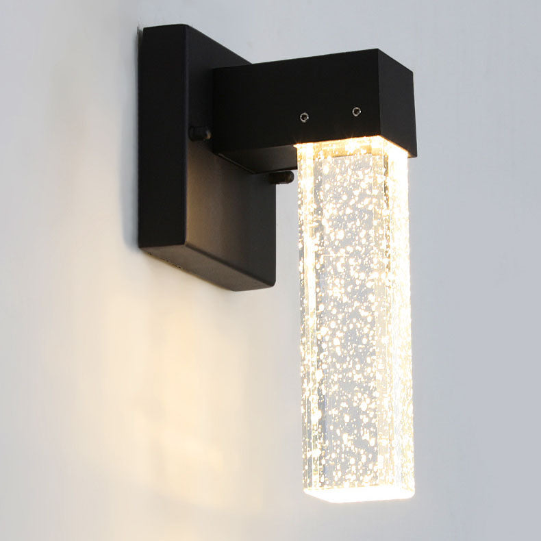 Outdoor Minimalist Bubble Crystal Square LED Waterproof Wall Sconce Lamp