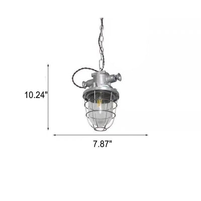 Vintage Industrial Aluminum Iron Glass Dome 1-Light Pendant Light