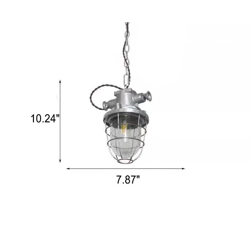 Vintage Industrial Aluminum Iron Glass Dome 1-Light Pendant Light