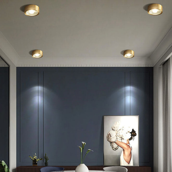 Moderne luxuriöse runde Kupfer-Ultraflach-LED-Deckenleuchte für den Flur 