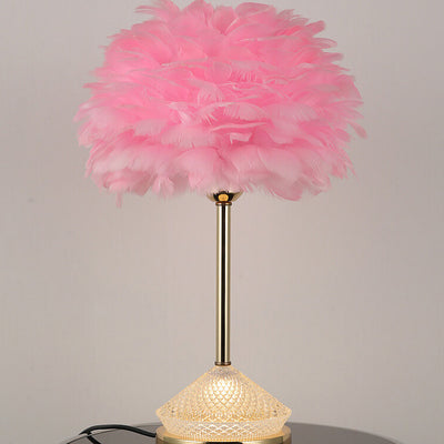 Modern Simple Feather Shade Diamond Acrylic Decorative 1-Light Table Lamp