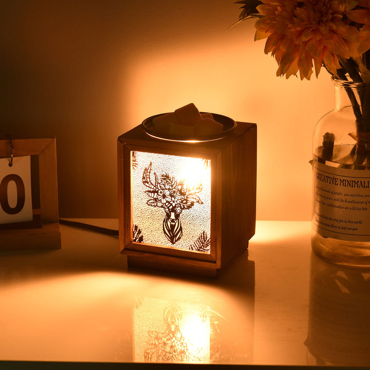 Contemporary Nordic Chinese Fir Wood Plastic Square 1-Light Melting Wax Table Lamp For Living Room & Bedroom