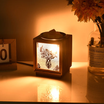 Lampe de table en cire fondue à 1 lumière carrée en bois créatif nordique 