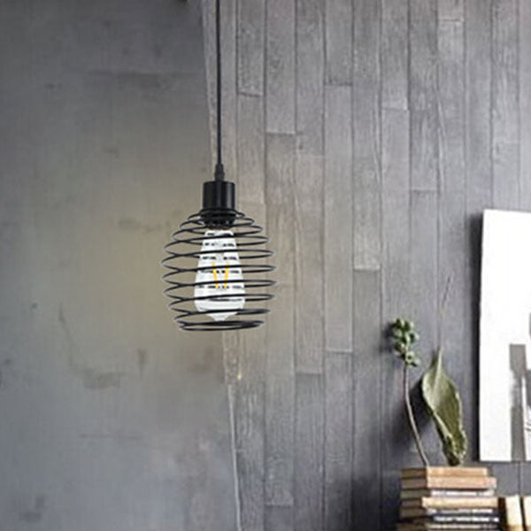 Modern Minimalist Oval Pure Black Iron 1-Light Pendant Light