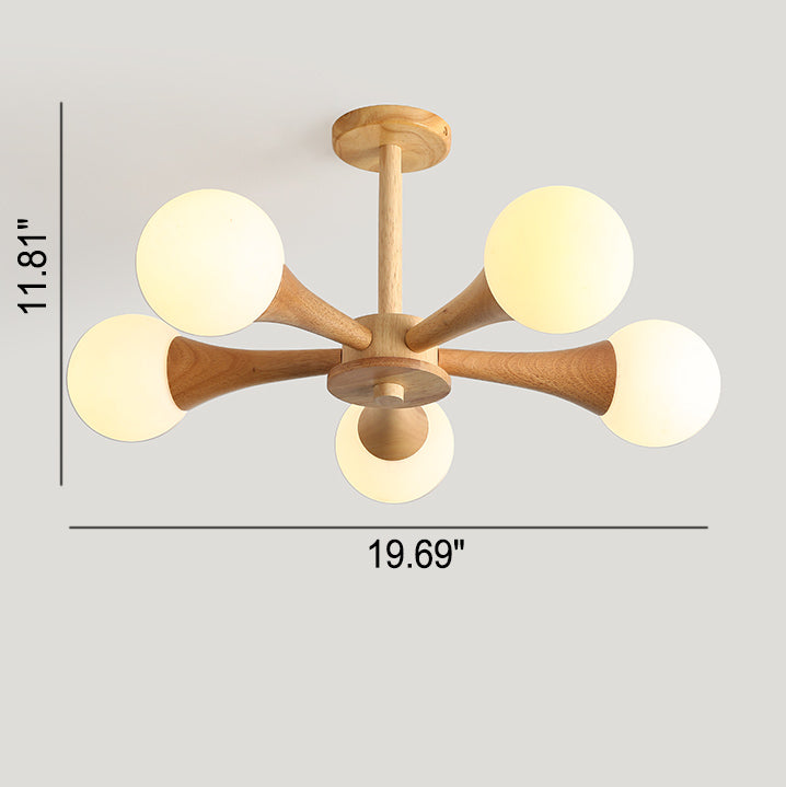 Lustre semi-encastré à 3/4/5 lumières en forme de bûche japonaise 