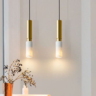 Suspension Luminaire 1 Lumière Métal Colonne Terrazzo Minimaliste Nordique 