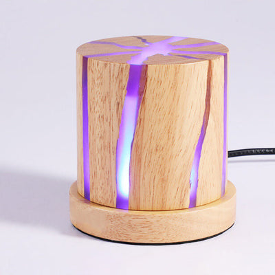 Nordic Minimalist Wooden Resin Column Mini LED Night Light Table Lamp